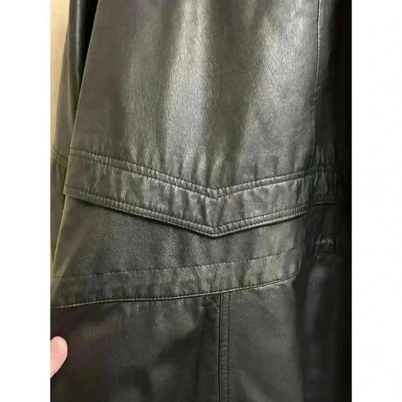 Vintage Real Leather Hooded Jacket Zip And Button Heavy Size M Pockets *Read* - Picture 12 of 16